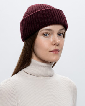 Yves Salomon Burgundy beanie hat made of wool and cashmere 23WAA502XXMACL