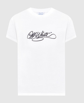 Off-White White T-shirt with logo embroidery 2FA00411T