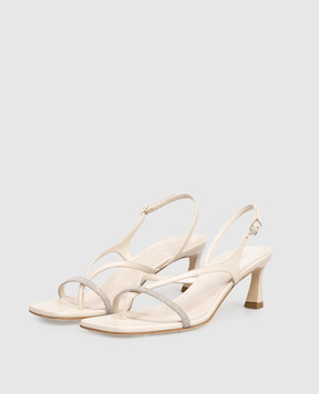 Peserico Beige leather sandals with a monil chain E39737C0RCC844