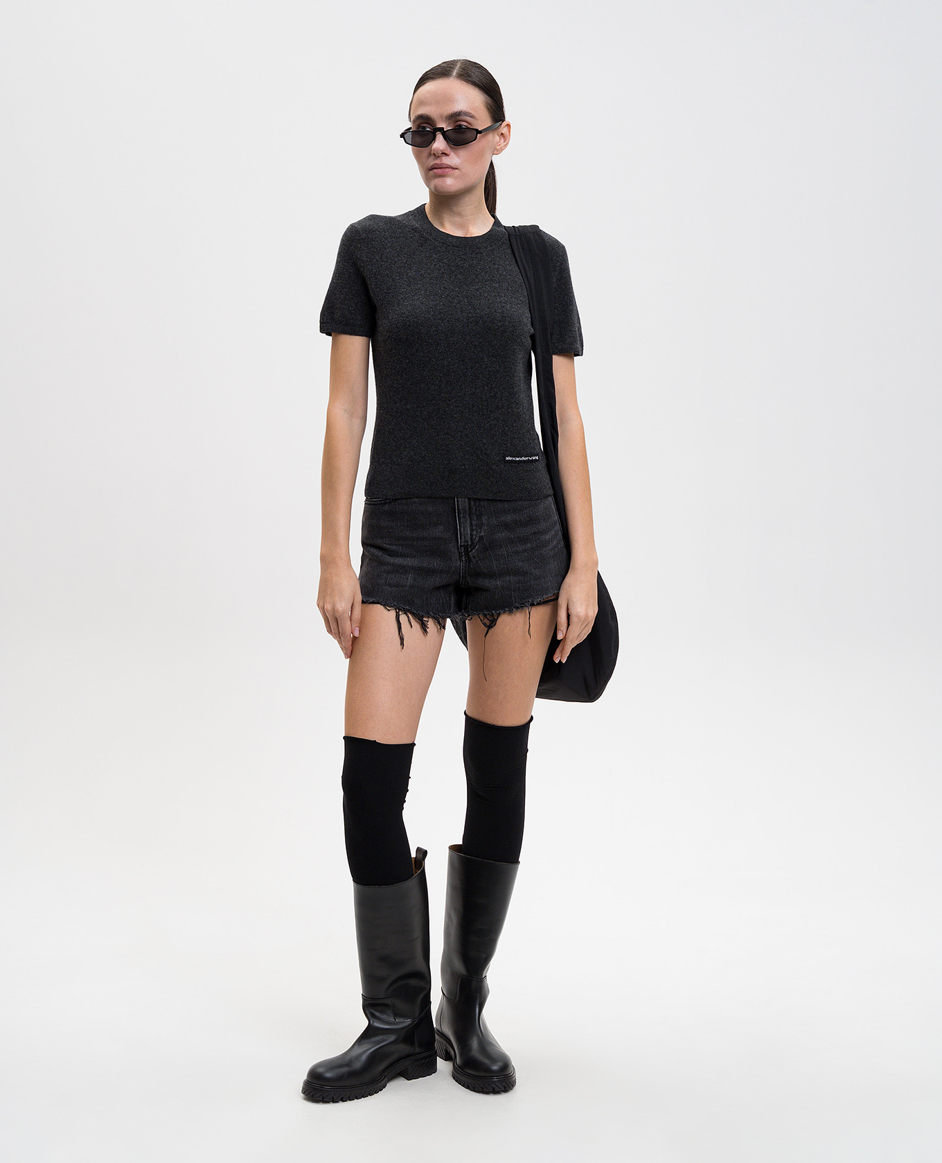 

Grey wool top with logo Alexander Wang