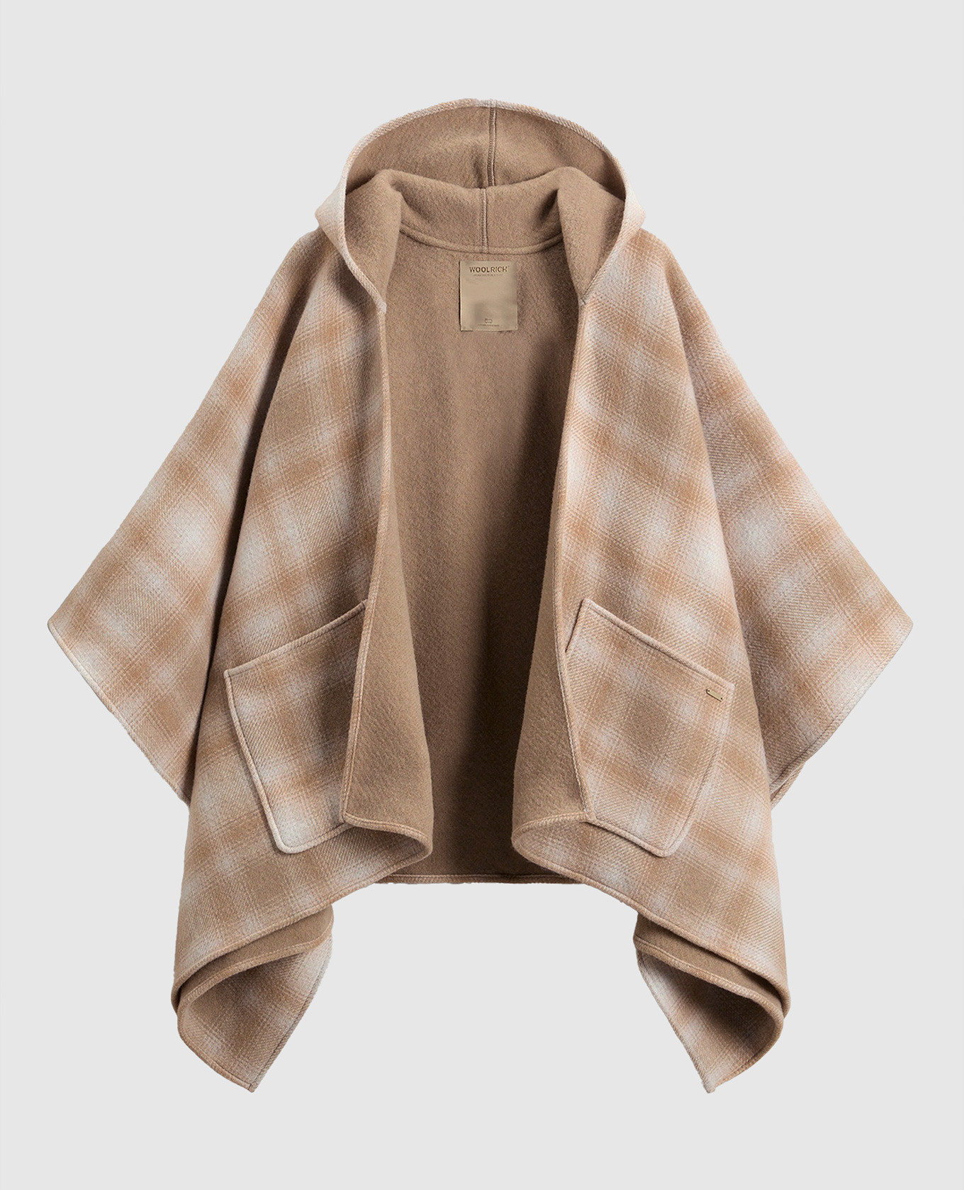 

Beige wool poncho with check pattern Woolrich