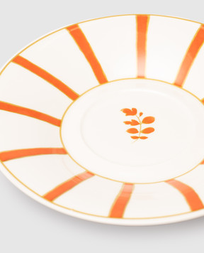 Geminiano Cozzi 1765 Striche Arancio e Oro White Porcelain Tea Cup Saucer TTCMI089053