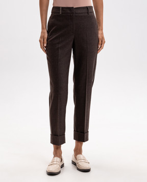 Peserico Brown wool and cashmere pants A04753D03358