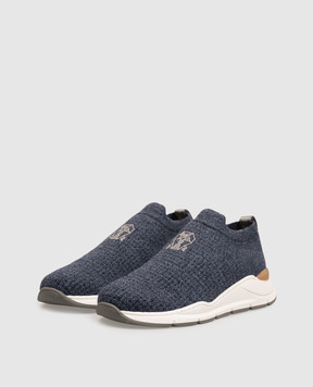 Brunello Cucinelli Children's blue wool sneakers BWOOL1F170