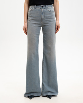 Dondup Blue flared jeans with logo patch DP619DFH331DJ31