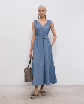 Brunello Cucinelli Blue midi dress with monil chain M0F79A5092