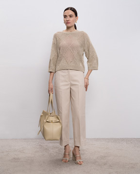 Peserico Beige openwork jumper with linen A99053F039106A