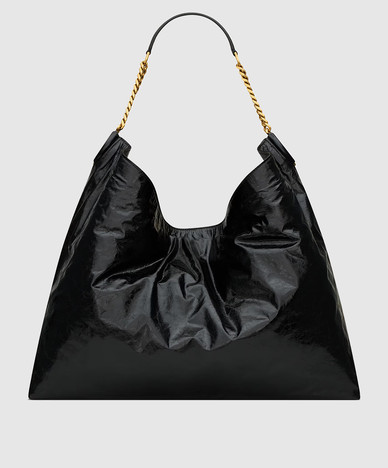 Schwarze Hobo-Tasche aus Leder HORTENSE