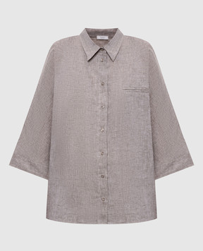Peserico Brown linen shirt with chain S0649102600