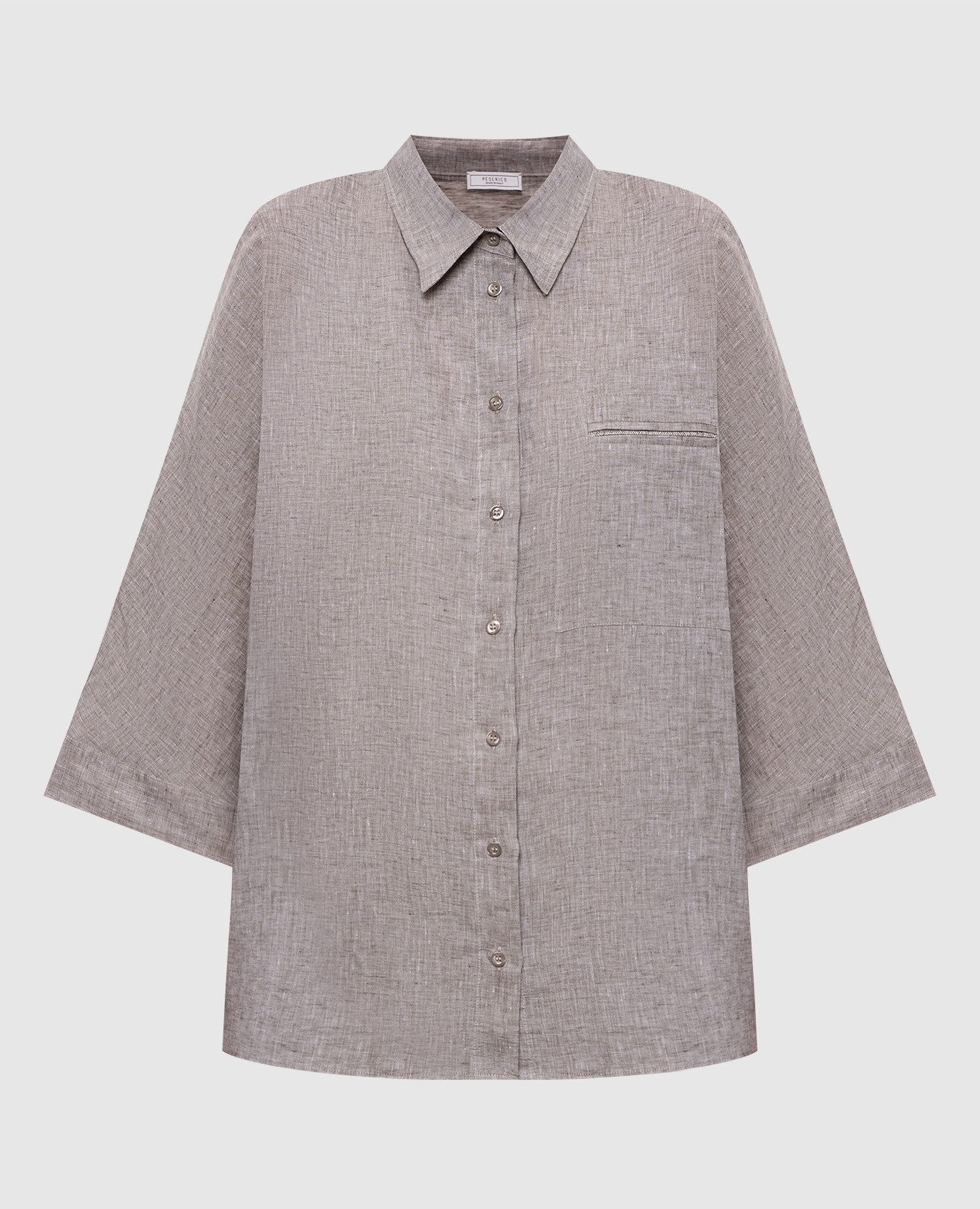 Brown linen shirt with chain