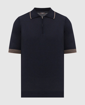 Peserico Blue polo with piping R59478F149173N