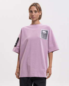 Balenciaga Pink T-shirt with branded patches A00497TUVP5