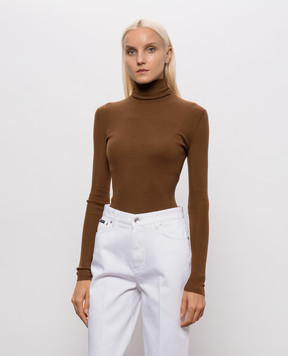Dolce&Gabbana Brown ribbed cashmere turtleneck FXW95TJBW25