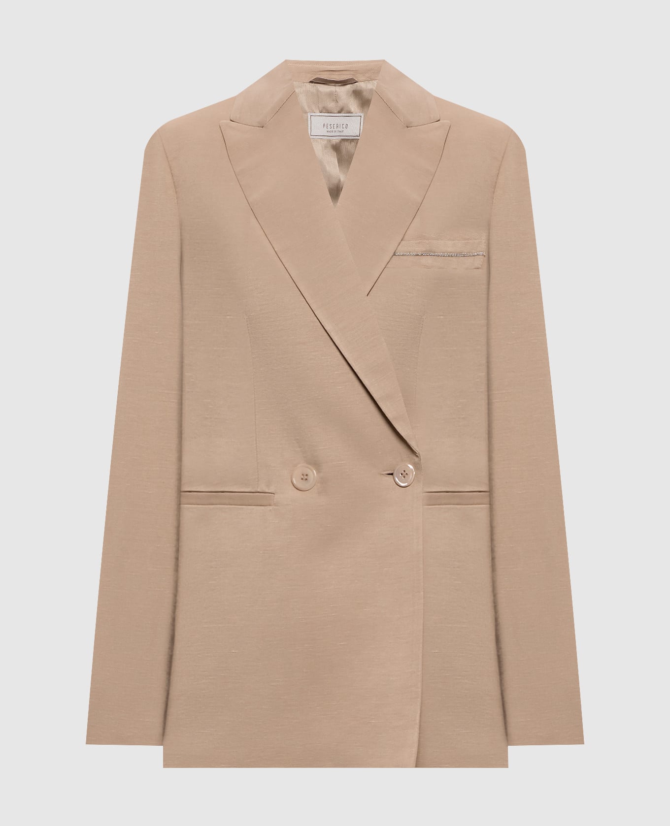 Beige double-breasted jacket with linen