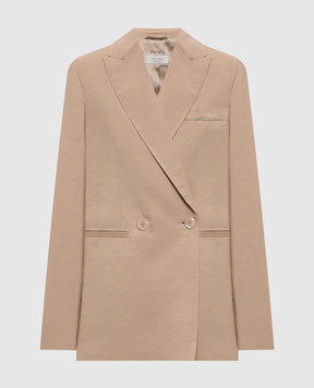 Peserico Beige double-breasted jacket with linen A01214D01926