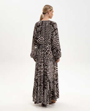 Momoni Brown silk maxi dress FRANCISCO MODR010MO03