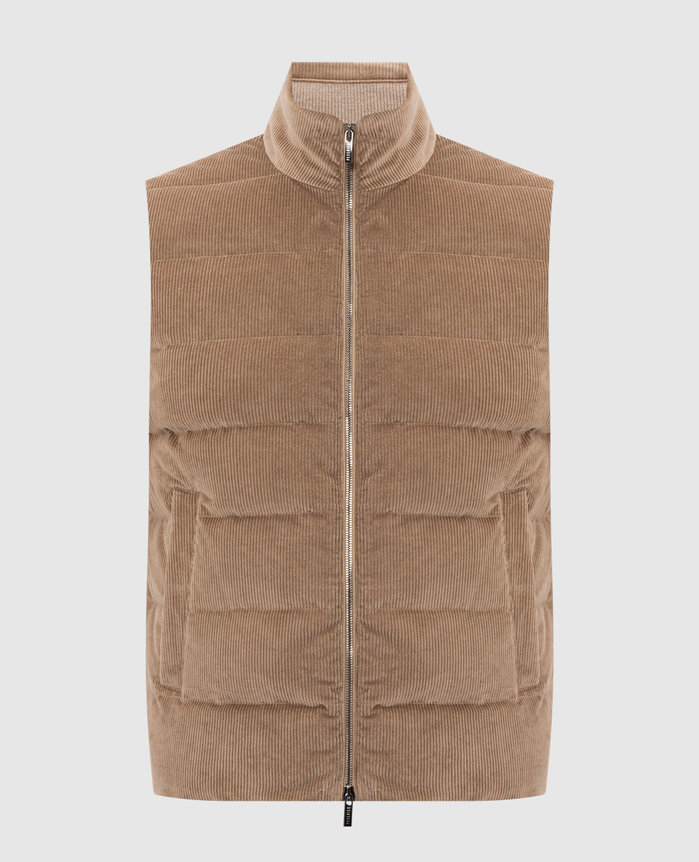 Beige corduroy down vest