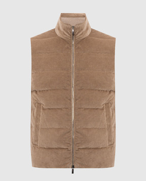 Peserico Beige corduroy down vest R53552VA7958