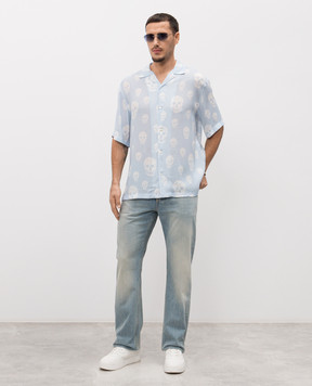 Alexander McQueen Blue printed shirt 847304QRACU