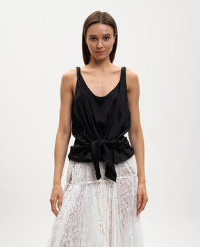 JW Anderson Black silk t-shirt with drape TP0365PG1897