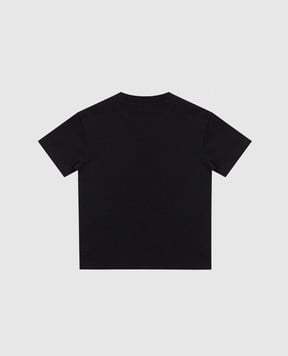 Palm Angels Children's black T-shirt with ribbon PBAA011S26JER001