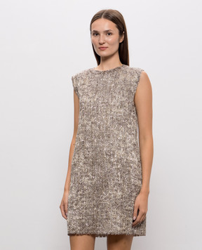 Brunello Cucinelli Beige sequined wool mini dress MRKR12A90