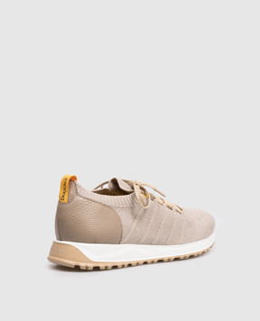 Doucal's Beige combination sneakers with logo DU3222SYDNPZ830