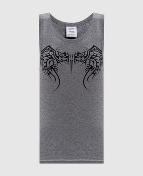 Vetements Grey ribbed T-shirt with print MH27TT215G