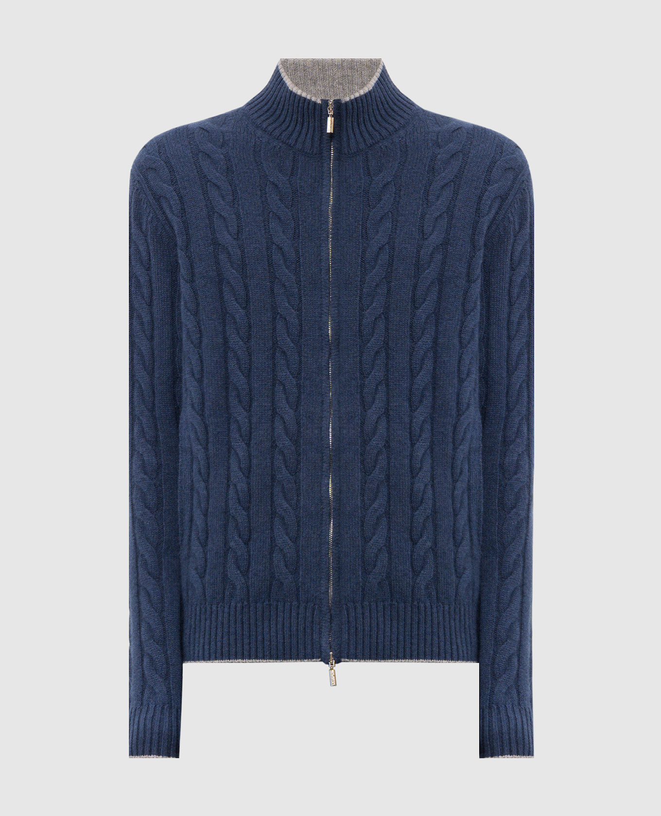 Blue patterned wool and cashmere cardigan Castangia dal 1850