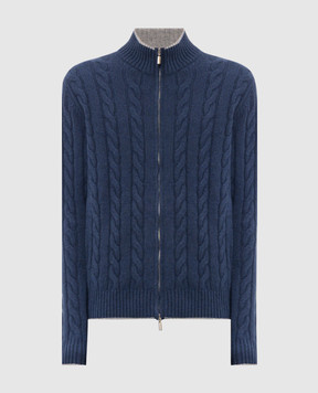 Castangia dal 1850 Blue patterned wool and cashmere cardigan SAS13