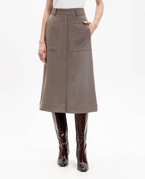 Kiton Brown wool and silk skirt D61207K0910G