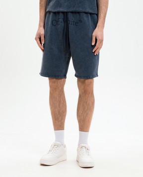 Off-White Blue shorts with logo print 44MCI013S26F005