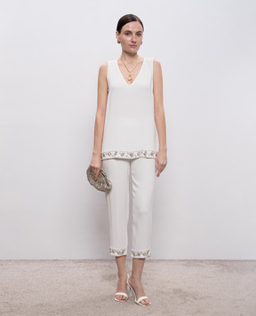 Twinset White pants with applique 261LB2CBB