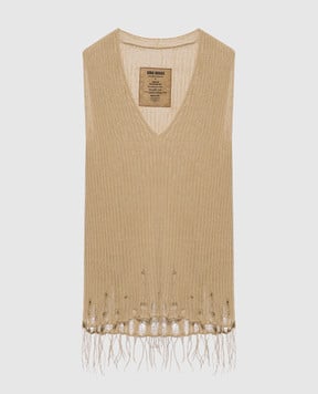 UMA WANG Beige top with fringe UK7140
