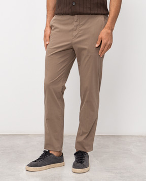Peserico Brown pants with logo patch R54725T2300800