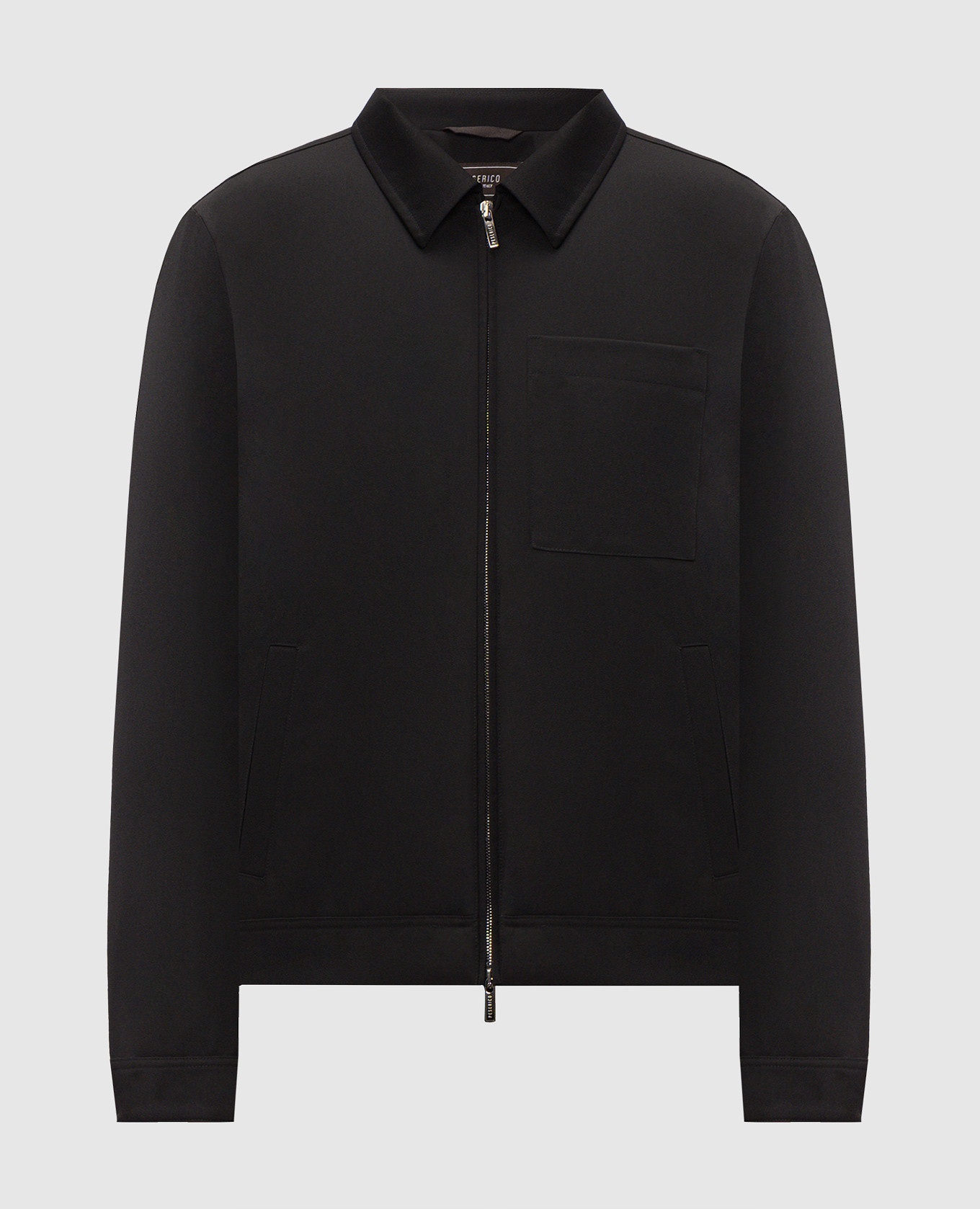 Black wool jacket with logo patch