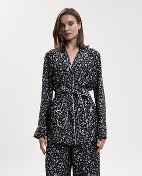 Dolce&Gabbana Black silk pajama-style blouse F5I89TIS1X1