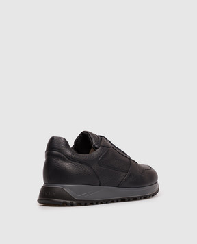 Doucal's Blue leather sneakers with embossed logo DU3594SYDNUJ225