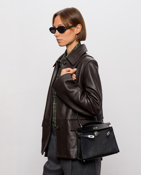 Babe Pay Pls Black leather satchel bag 06508