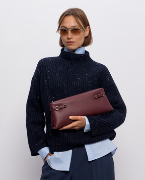 Brunello Cucinelli Burgundy leather clutch MBDKB2785P