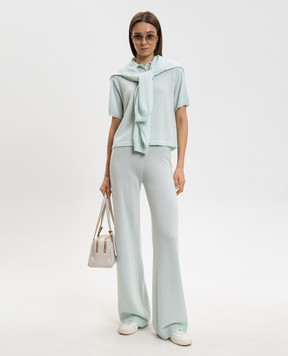 Allude Green cashmere top with polo collar 26211118