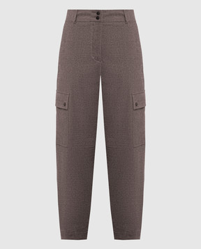 Peserico Brown cargo pants with wool P0494301948