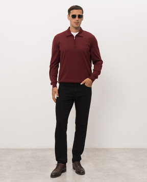 Bertolo Cashmere Burgundy wool and silk polo shirt 900837000006