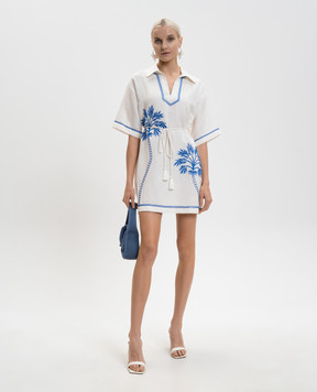 Twinset White linen dress with contrasting embroidery 261LM2MCC
