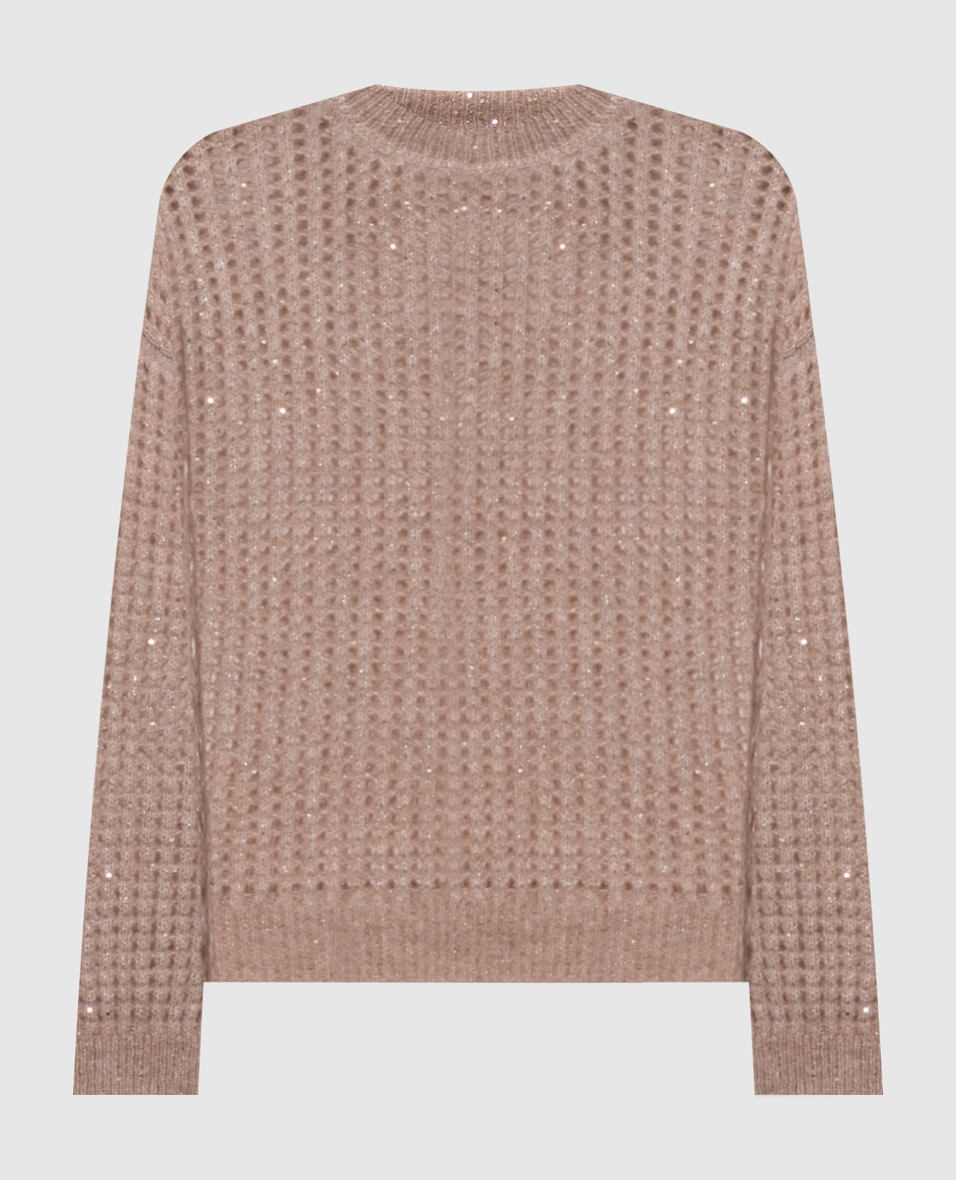 Beige openwork sweater with wool