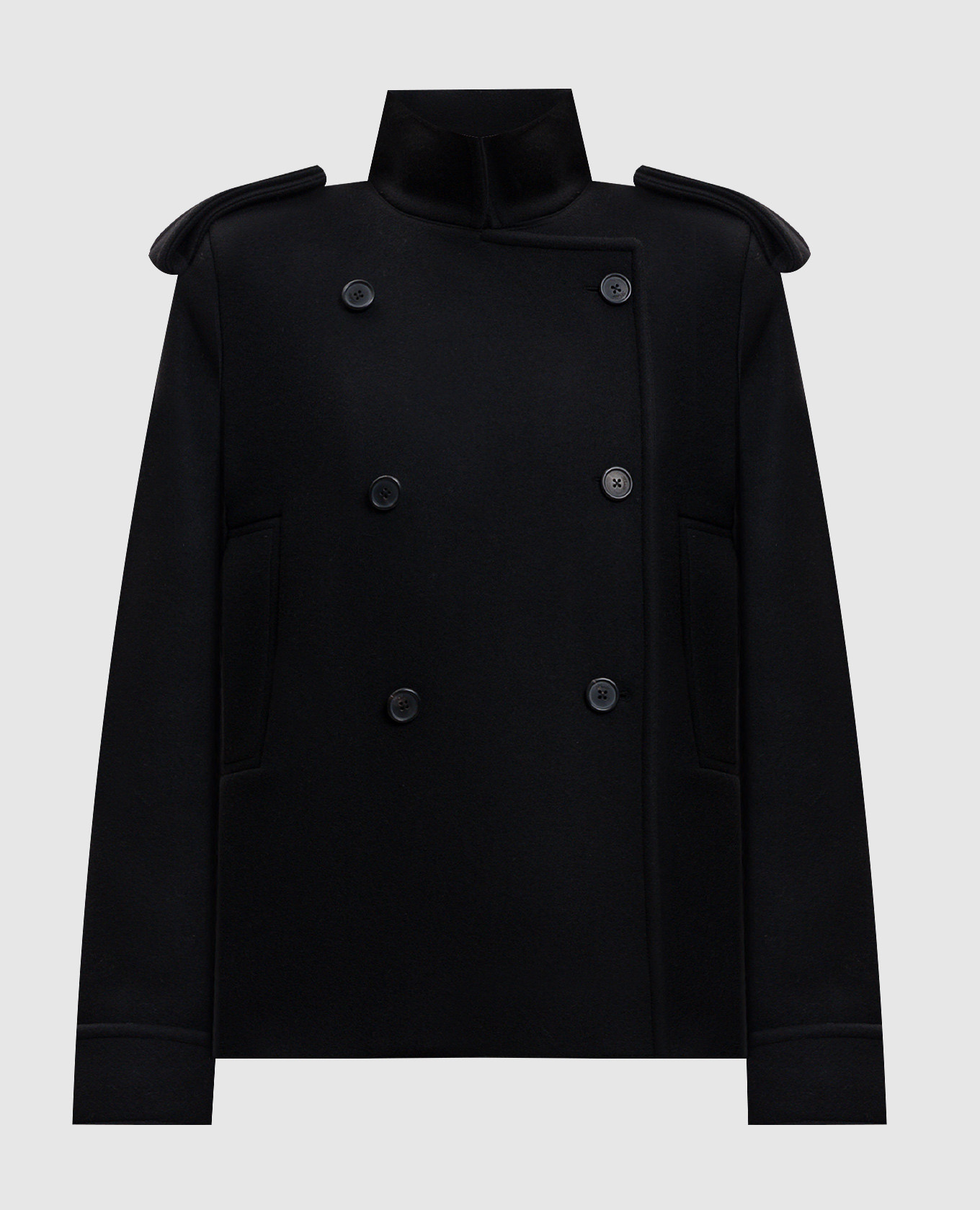 

Dean black double-breasted coat with wool Khaite