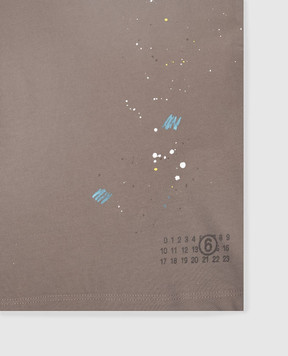 Maison Margiela MM6 Children's brown T-shirt with a paint splatter print M61014MM07P
