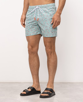 ISAIA Green paisley swim shorts COSI19BW261