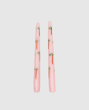 Les Ottomans Set of pink Palm candles CAN24