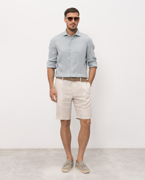 Stefano Ricci Ivory linen shorts with embroidery MCT80R0016L0005Q